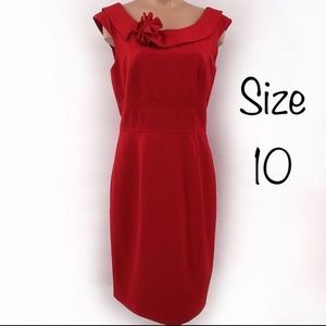 Calvin Klein Red Flower Collar Dress Size 10